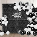 12PCS Black Shimmer Wall Backdrop, Square Sequin Photo Backdrops Panel, Glitter Wall Background for Birthdays, Weddings, Halloween, Engagements, Disco Bachelorette Party Decoration (3FTx4FT)