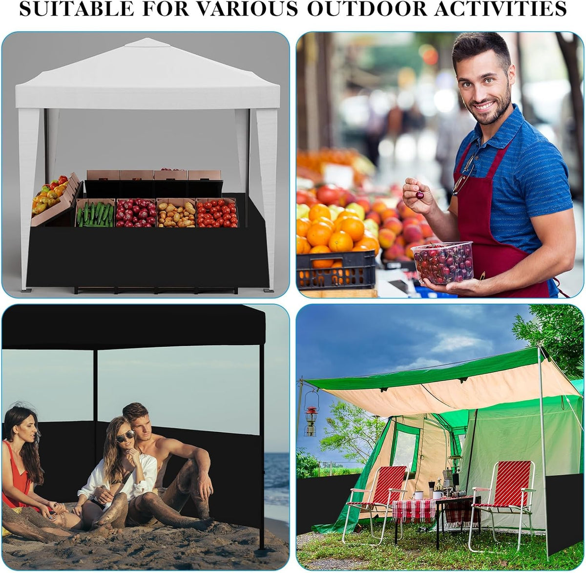 canopy half wall tent sidewall for 10x10 pop showing dimensions