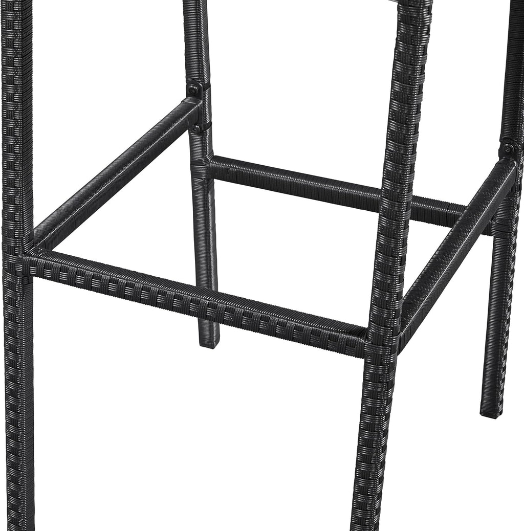 Topeakmart Outdoor Wicker Bar Table and Chairs Set, 6 Removable Cushions