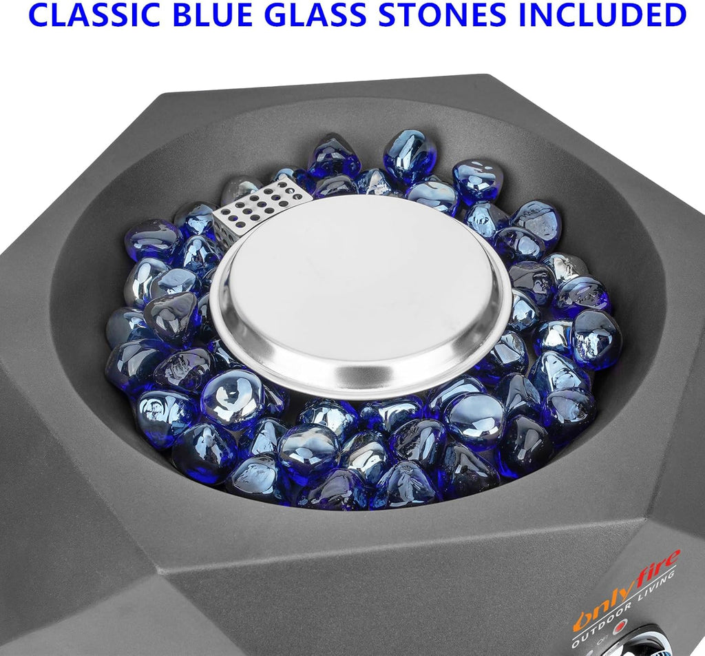 14" Modern Gas Fire Pit Bottom-Mounted for Table with Umbrella Hole, FP003