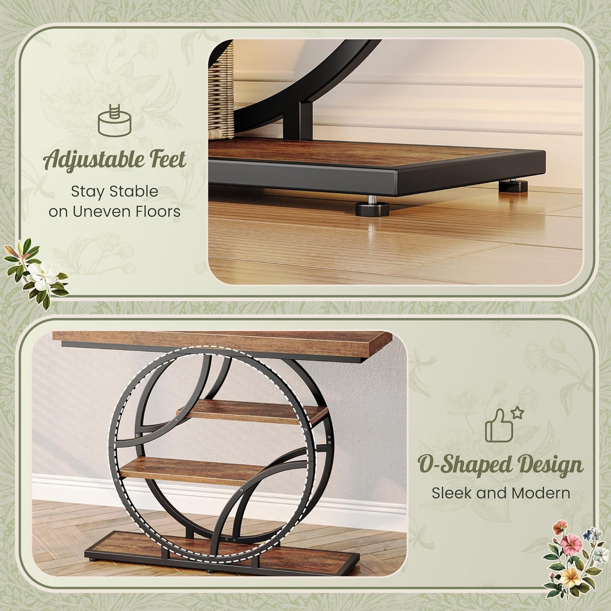Huuger 41.3 Inch Entryway Table with Artistic Curved Metal Frame,Sofa Table