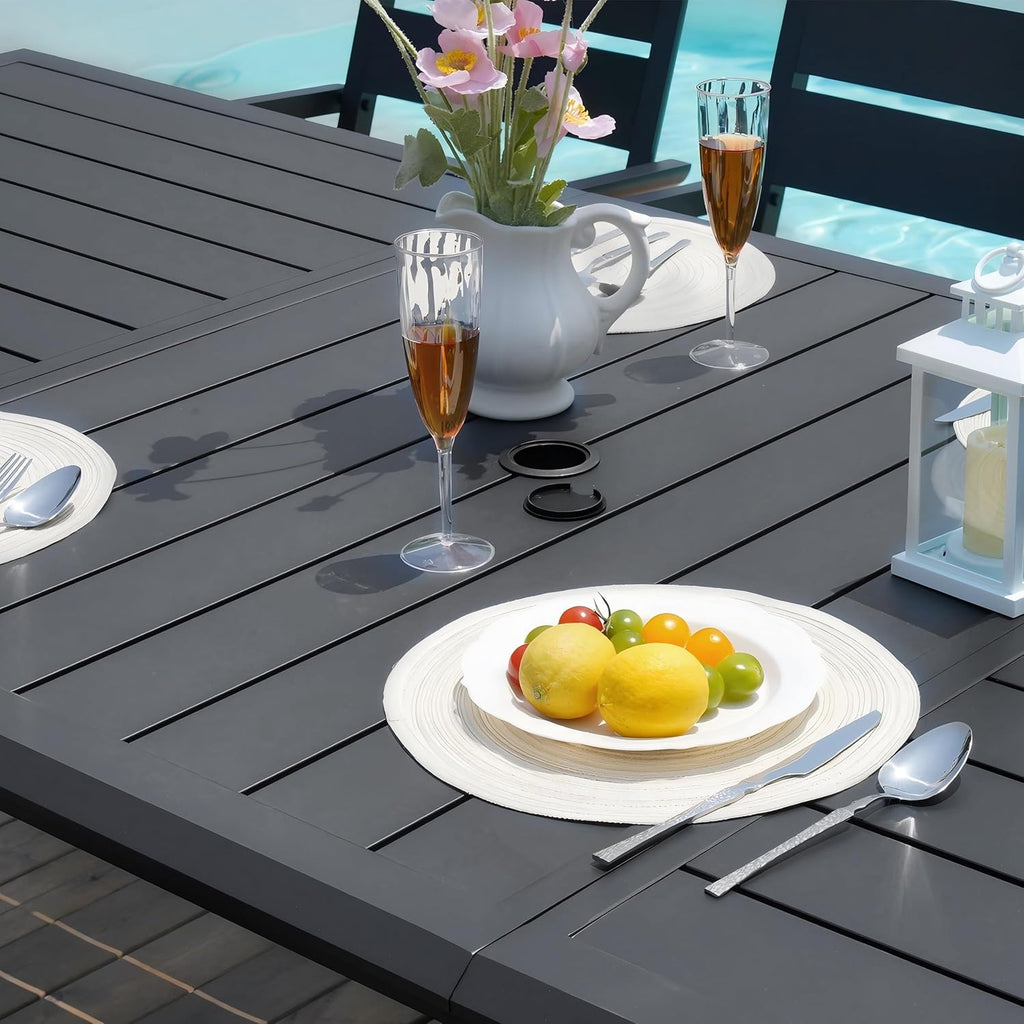 Pellebant Aluminum Outdoor Dining Table for 8-10 Person