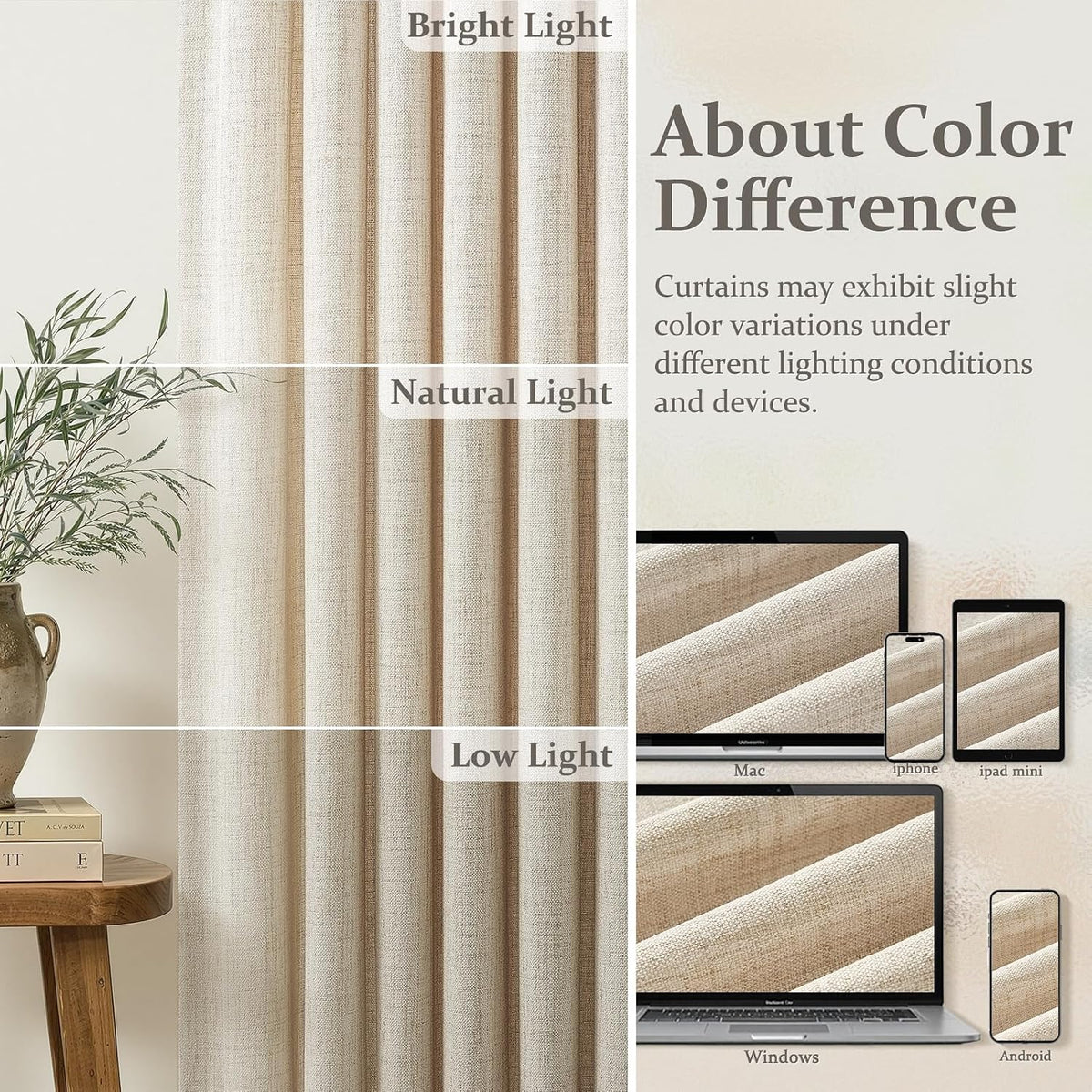 Pinch Pleated Semi Sheer Natural Linen Curtains 96 Inches Long for Living Room, Memory Trained Light Filtering 8FT Length Viral Windows Drapes Privacy Bedroom Modern Curtain 2 Panels Set Hooks Rings