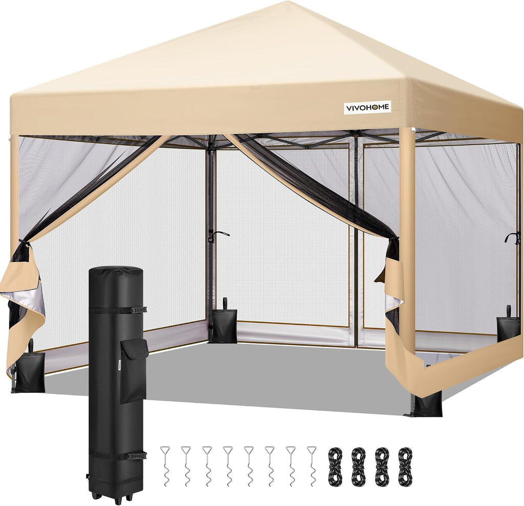 VIVOHOME 10x10ft Outdoor Screen Tent with Mosquito Netting