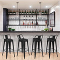 Yaheetech 30 Inch Metal Bar Stools Set of 4 Bar Chairs with Low Back, Black