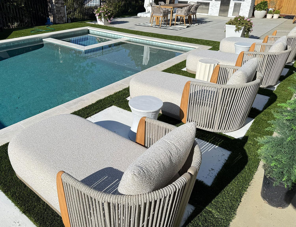 PURPLE LEAF Pool Lounge Chairs Set of 4 Plush Olefin Cushion Chaise Lounge