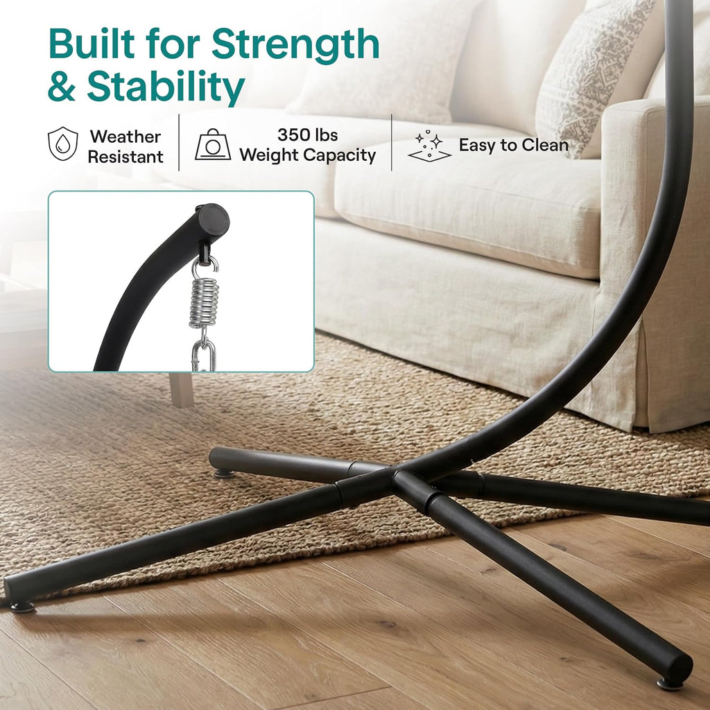 serenelife hanging egg chair with stand | foldable, side view