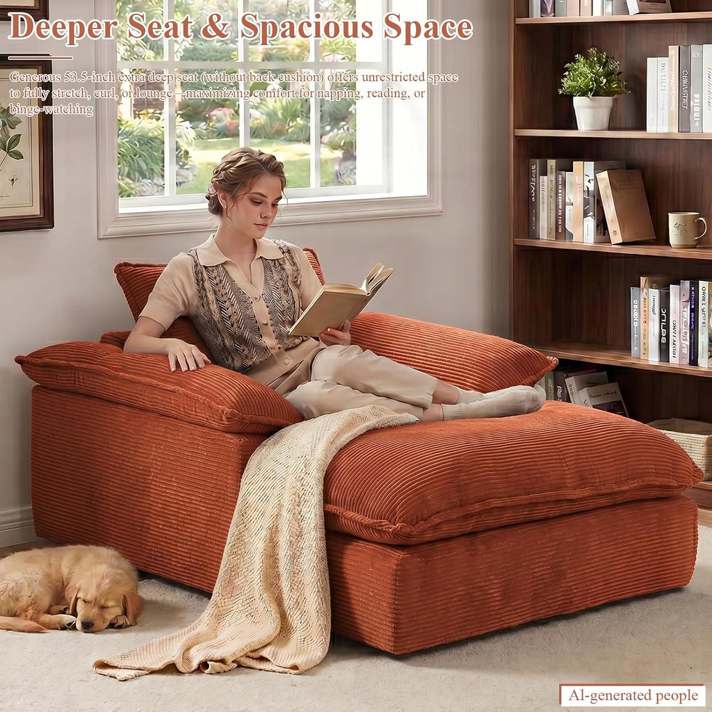 67" Chaise Lounge Chair Indoor, Oversized Boneless Couch