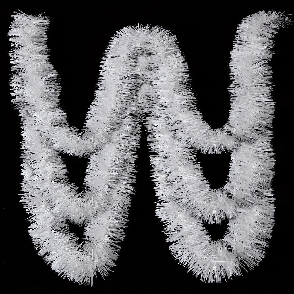 150 FT White Tinsel Garland Christmas Holiday Tinsel Garland Halloween New Year Birthday Party Decorations, Tinsel Twist for Christmas Tree Decoration (White)