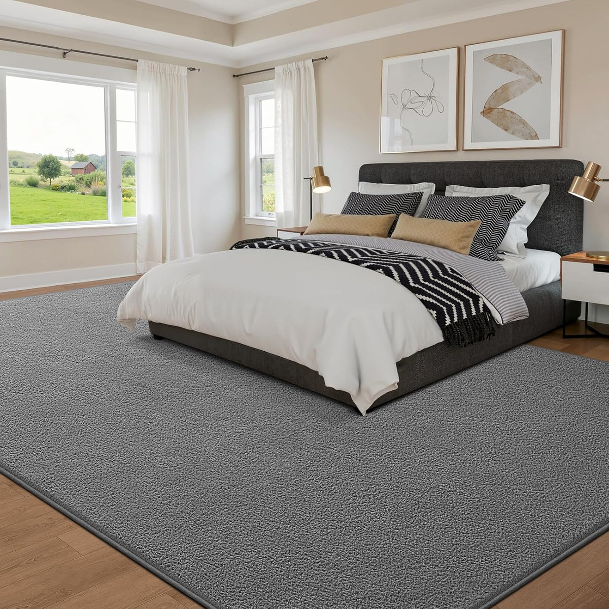Deerhoo Large Area Rugs for Living Room Bedroom, 6 x 9 Ft, Grey