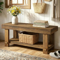 HOKYHOKY Solid Wood Entryway Bench - 42.6" Farmhouse Long Narrow Benches