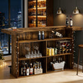 Tribesigns 70.9" Large Bar Table with Storage, Wooden Home Bar Unit