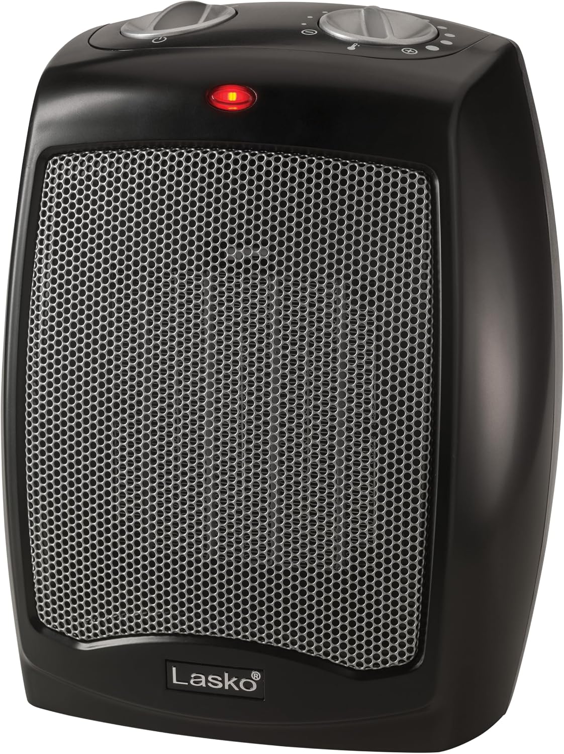 Lasko CD09250 Ceramic Adjustable Thermostat Tabletop or Under-Desk Heater, 9 Inches High, Black