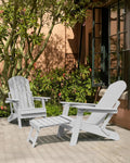 YEFU Adjustable Adirondack Chair with Footrest,All-Weather, Set of 2,White