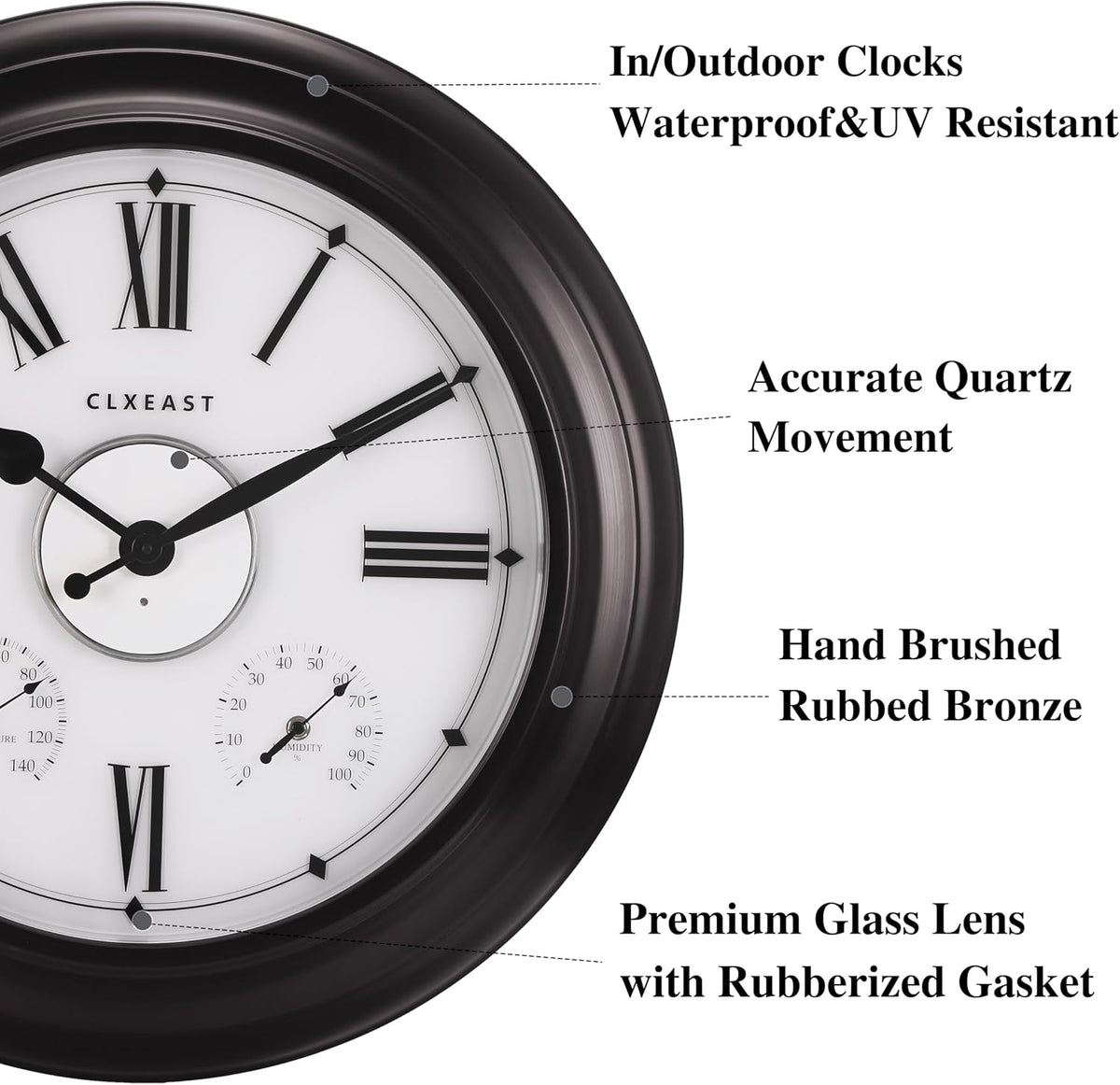 CLXEAST 24 Inch Large Illuminated Outdoor Clocks Waterproof
