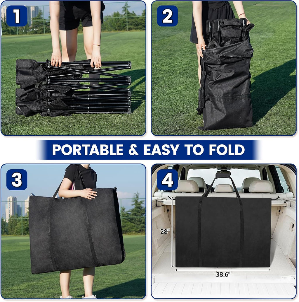 Soccer Bench- Folding Team Bench Soccer 9 Seats with Mesh,Black