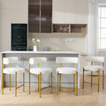 24" Counter Height Bar Stools Set of 4, Gold Legs, Cream White