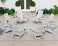 SERWALL Modern Folding Adirondack Chairs Set of 6, HDPE, Cup Holders, White
