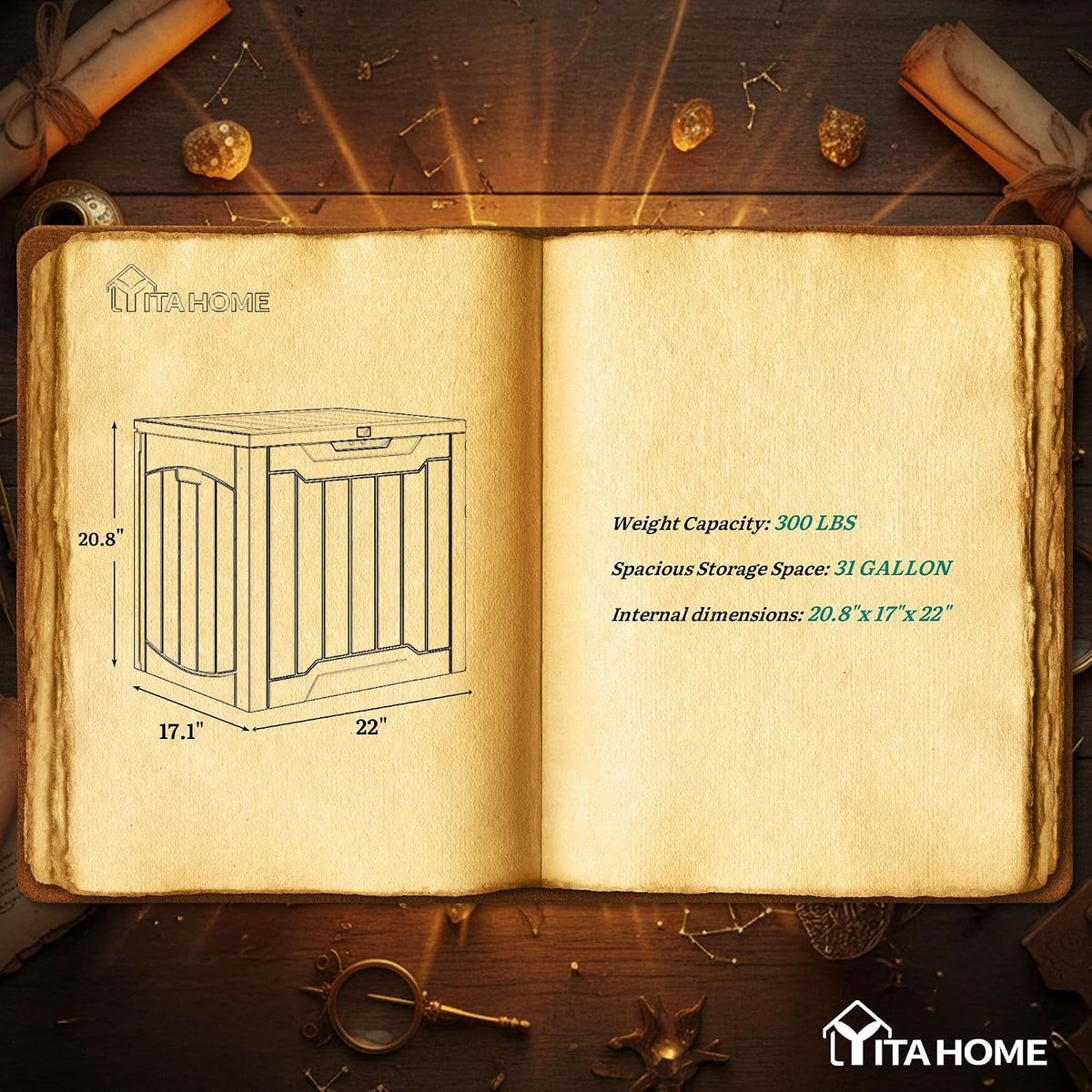 YITAHOME 31 Gallon Deck Boxes Set of 2