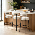 DYHOME Bar Stools Set of 3, 24 Inch White Counter Stools for Kitchen Island