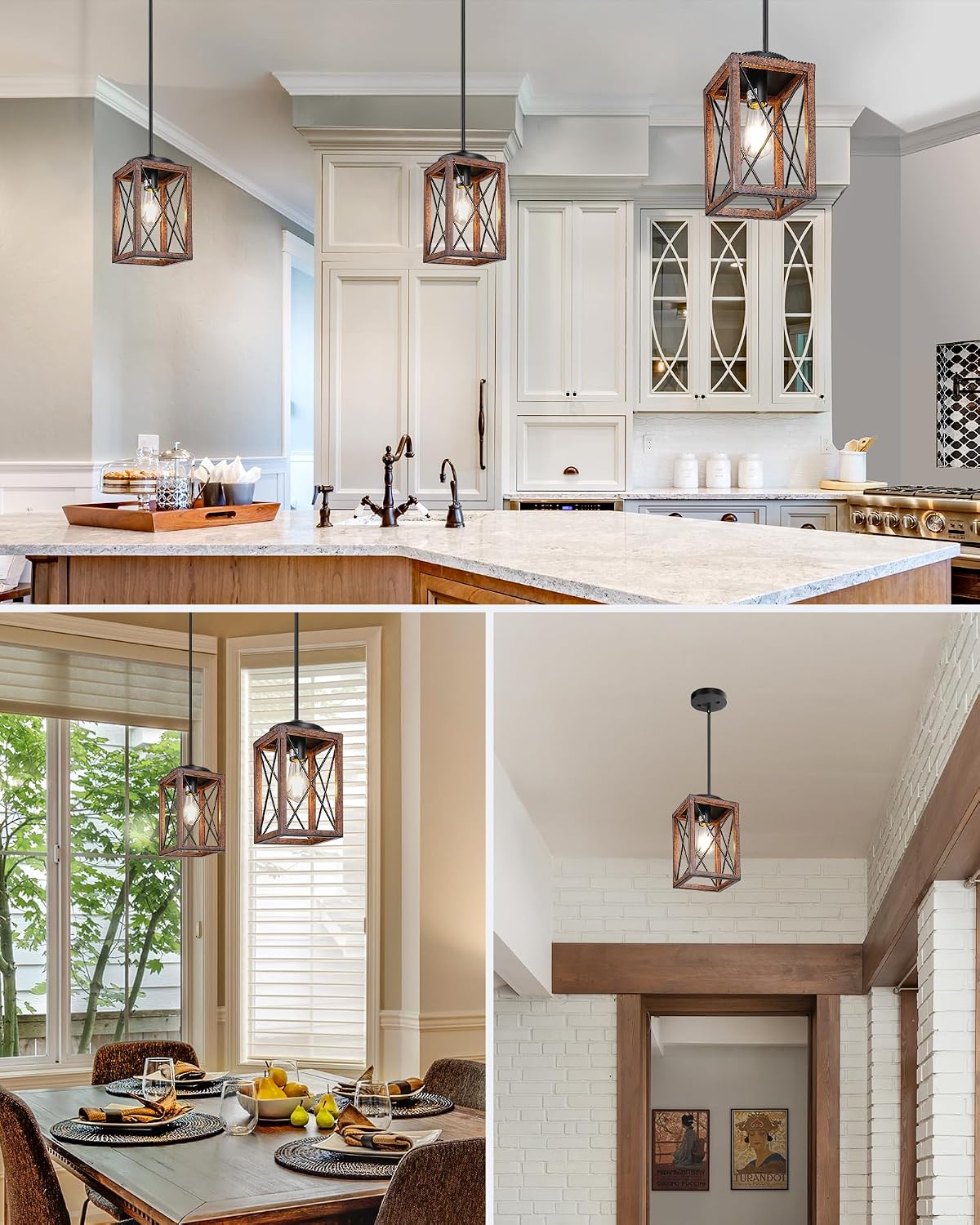dewenwils farmhouse pendant light kitchen island wood grain on a desk or shelf