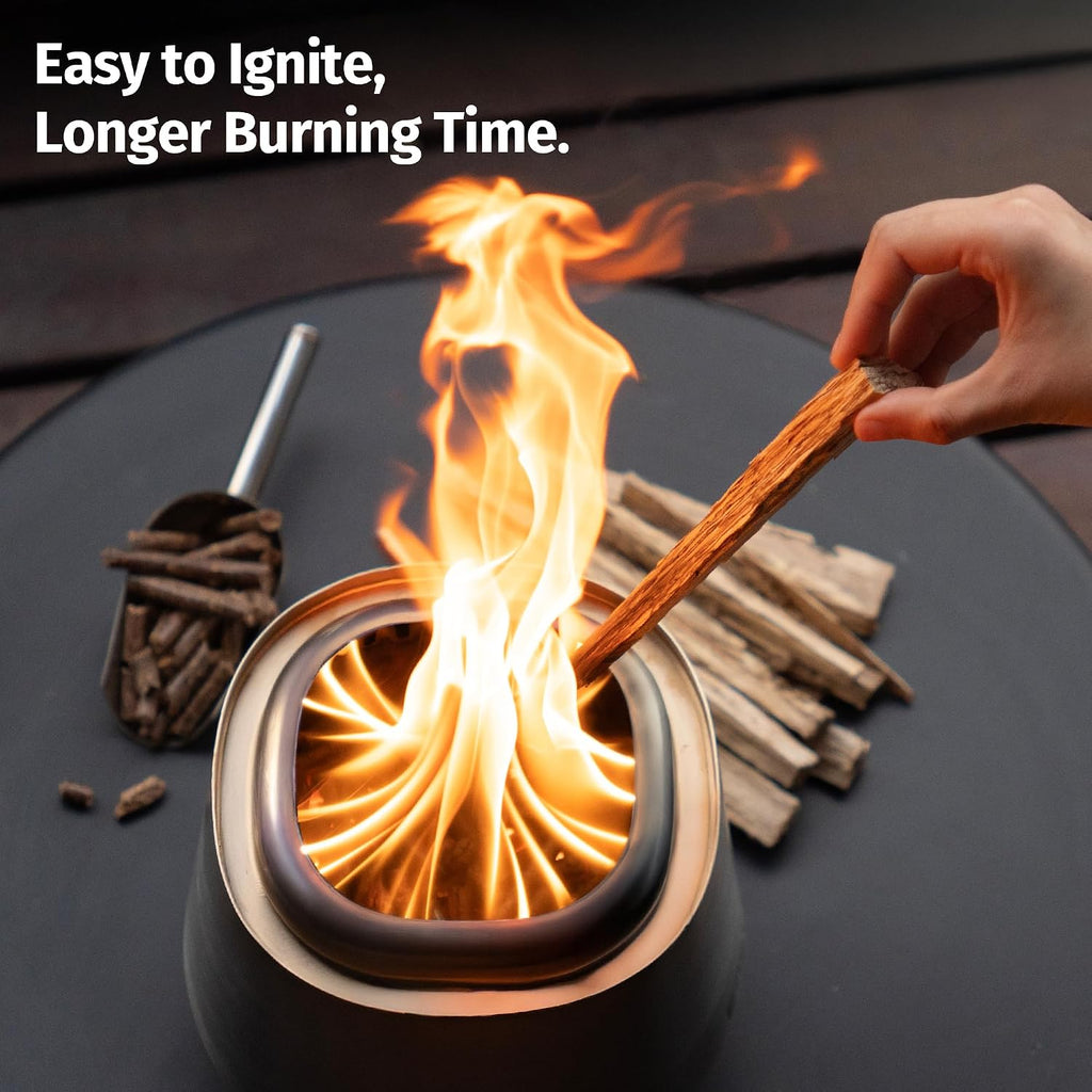 East Oak Fuoco 7 Inch Tabletop Smokeless Fire Pit, 3-in-1 Ash Pan Portable Wood & Pellet Tabletop Firepit, Easy Clean Up, Stainless Steel Mini Fire Pit for Outside, Backyard, Patio, Camping & Deck