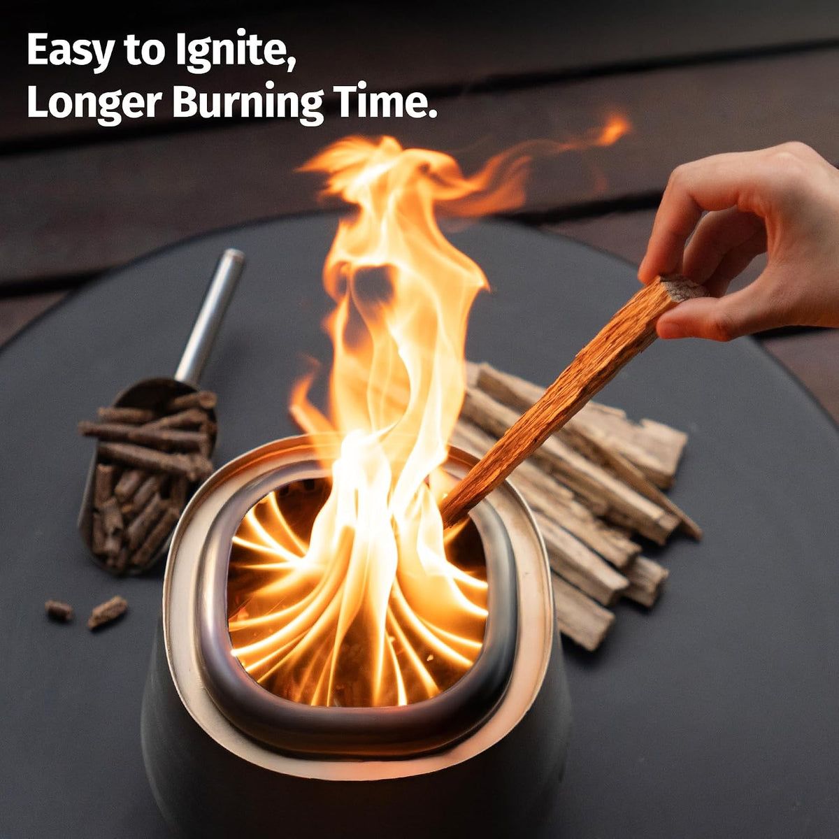 East Oak Fuoco 7 Inch Tabletop Smokeless Fire Pit, 3-in-1 Ash Pan Portable Wood & Pellet Tabletop Firepit, Easy Clean Up, Stainless Steel Mini Fire Pit for Outside, Backyard, Patio, Camping & Deck