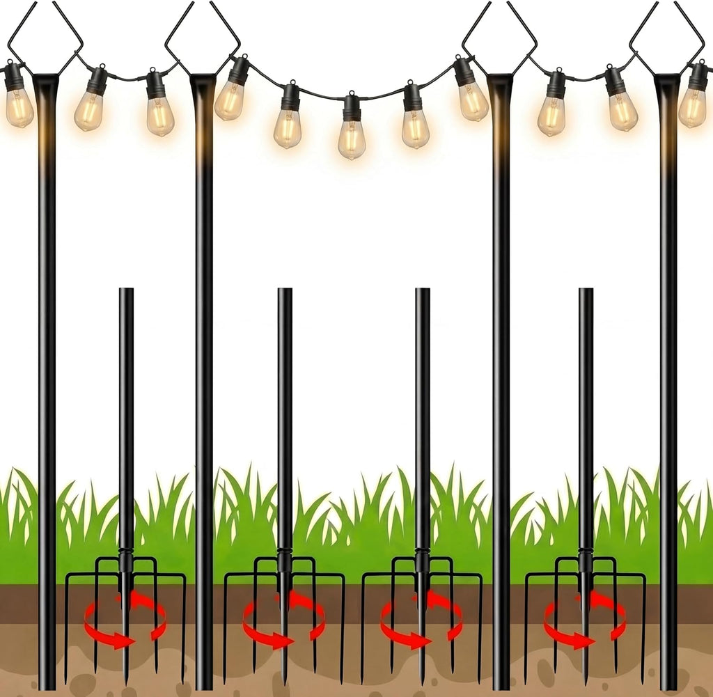 10FT Outdoor String Light Poles, Pack of 4