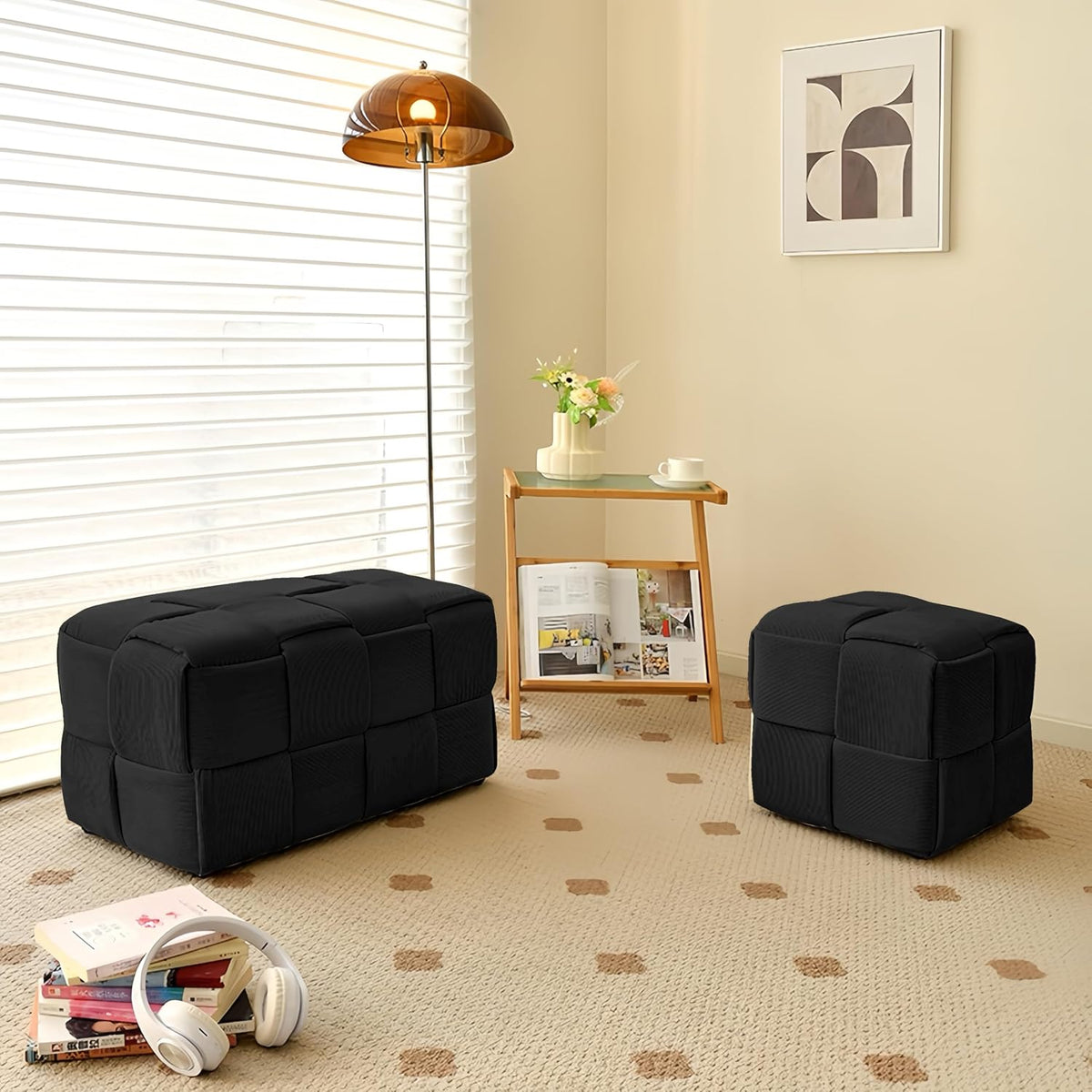 cmishe 28" rectangular woven corduroy ottoman footrest, package contents