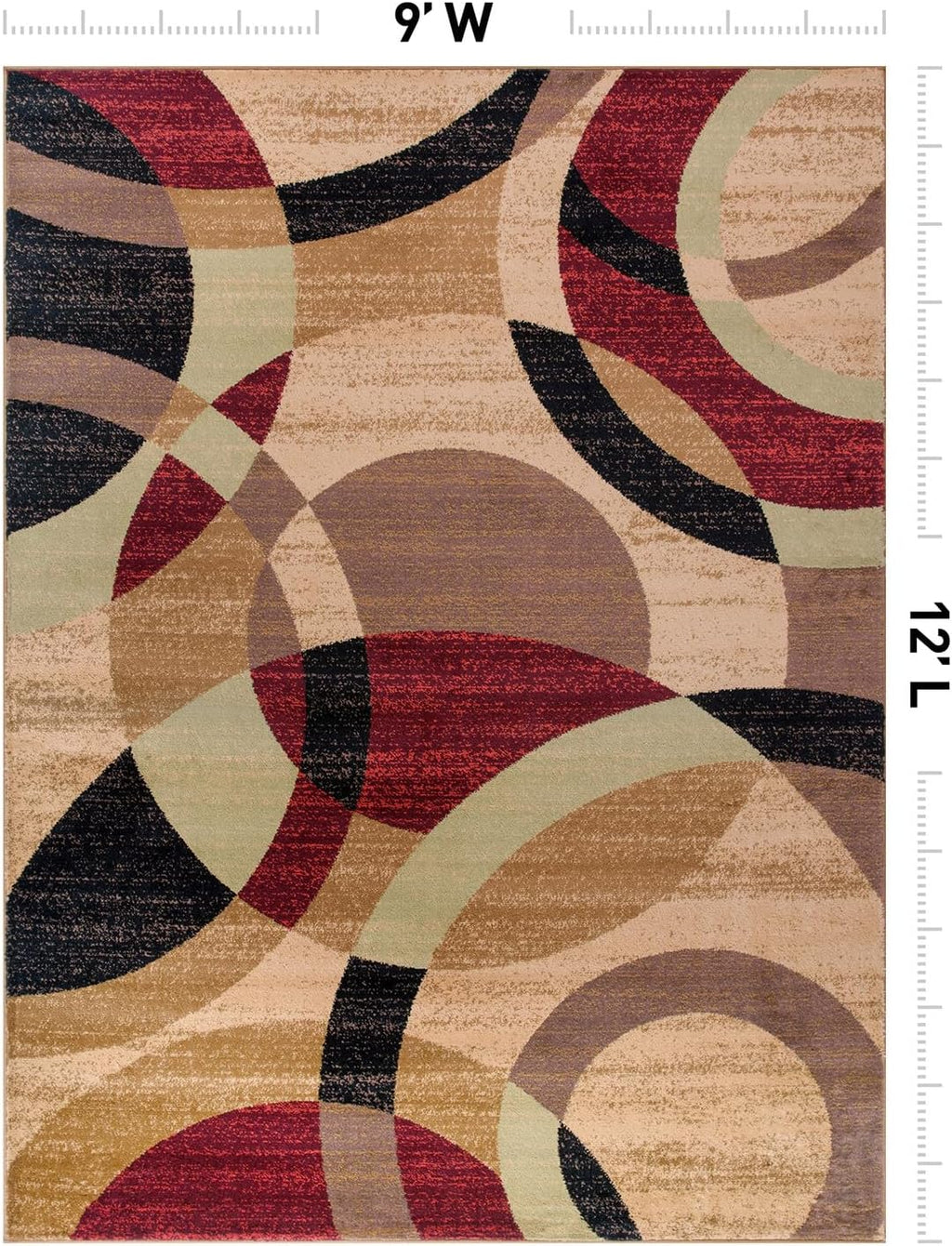 Rugshop Abstract Circles Contemporary High Traffic Area Rug Multi 9' x 12'