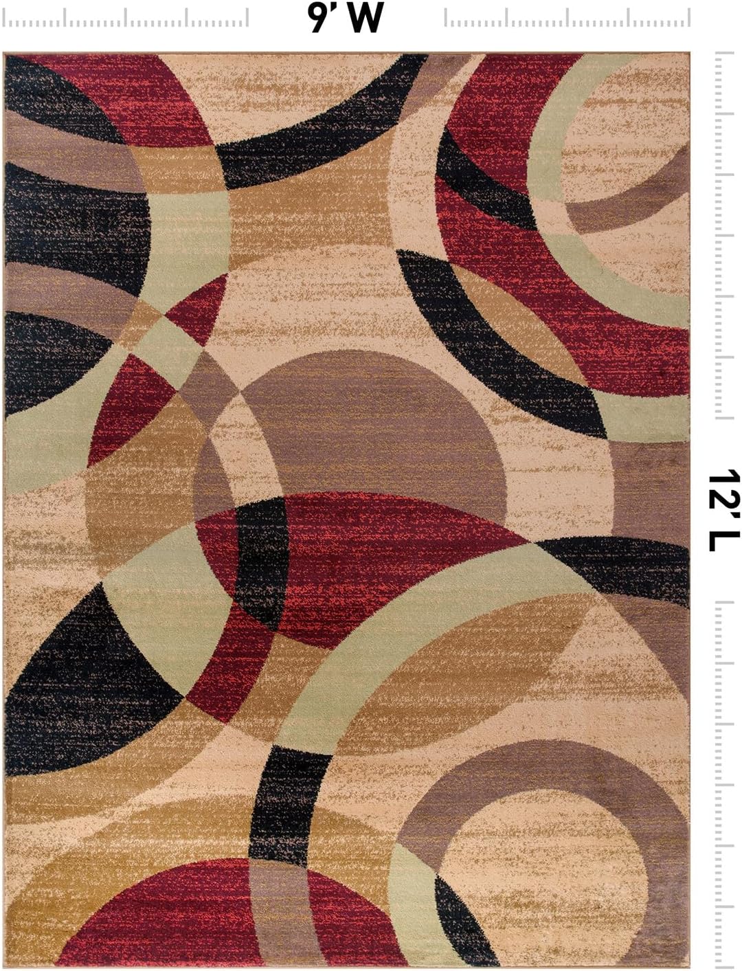 Rugshop Abstract Circles Contemporary High Traffic Area Rug Multi 9' x 12'