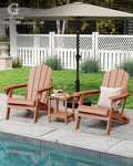 GREENVINES Folding-Adirondack-Chairs Set of 2, HDPE All Weather, Teak