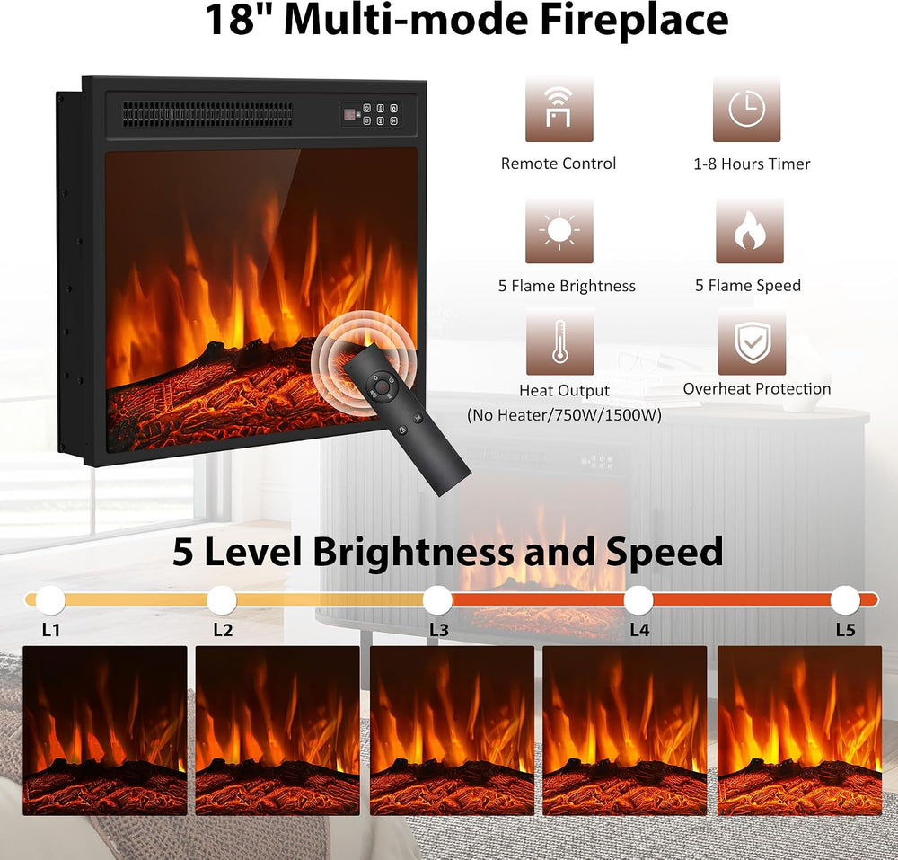 55" Fireplace TV Stand Electric Entertainment Center for TV Up to 65&quo...
