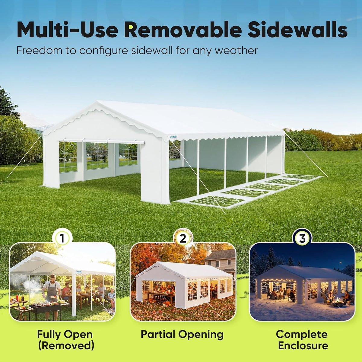 Quictent 20x30 Heavy Duty White Party Tent with Storage Bags