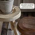 Berger Teak Milking Stool - Versatile Sitting Stool, Small Side Table, Outdoor Plant Stand, Nightstand, Footstool - Teak Oil