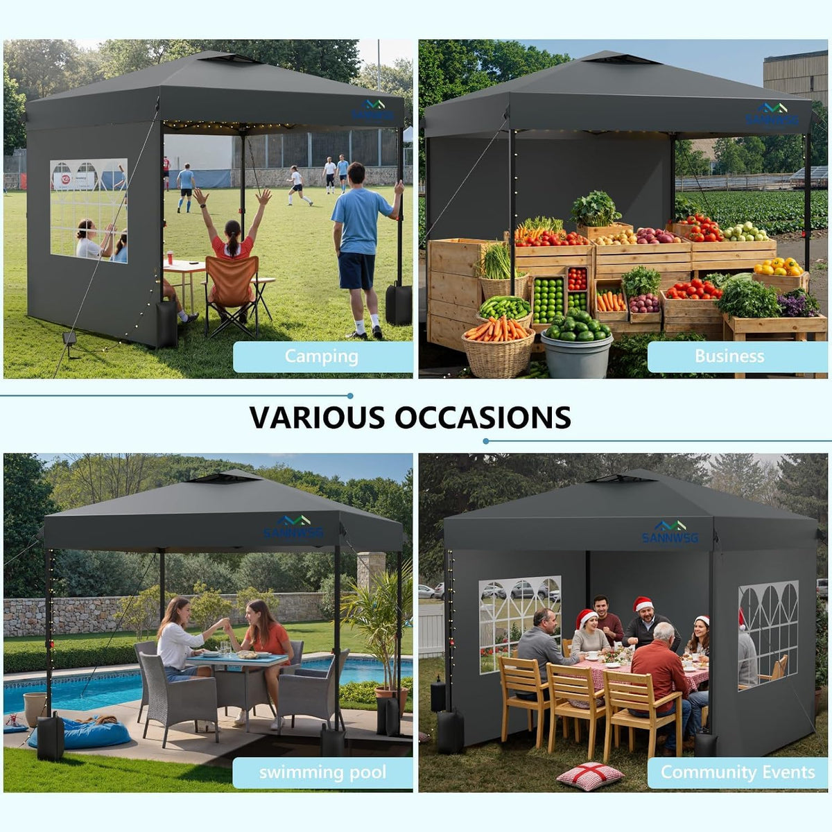 10X10 Pop Up Canopy Tent with 3 Sidewalls,Easy Up Canopy,Commercial Instant Shelter,Heavy Duty One Person Set Up Event Tent,Gray