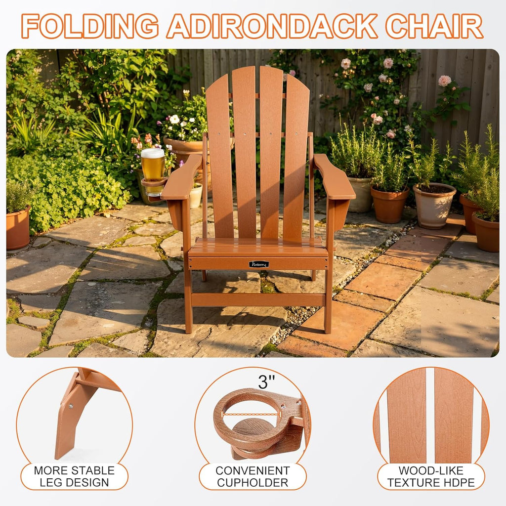 FUNBERRY Oversized Folding Adirondack Chair Set of 4, Fire Pit Chair 400LBS