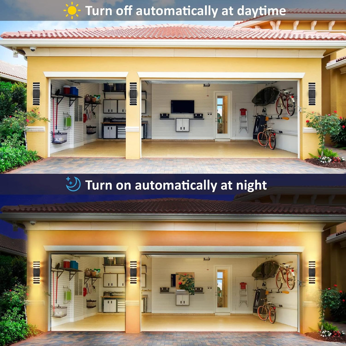Dusk to Dawn Outdoor Wall Lights 2 Pack, Up and Down Porch Lights Outdoor Wall Mount, Waterproof Exterior Lighting Fixtures for House Garage Patio