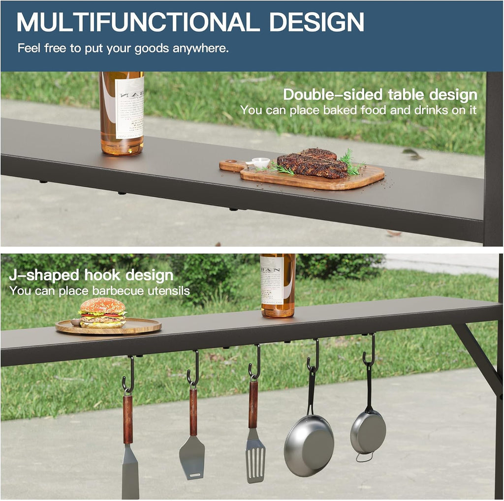 Kullavik 8'x5' Hardtop Grill Gazebo,BBQ Gazebo Canopy for Outdoor Grill