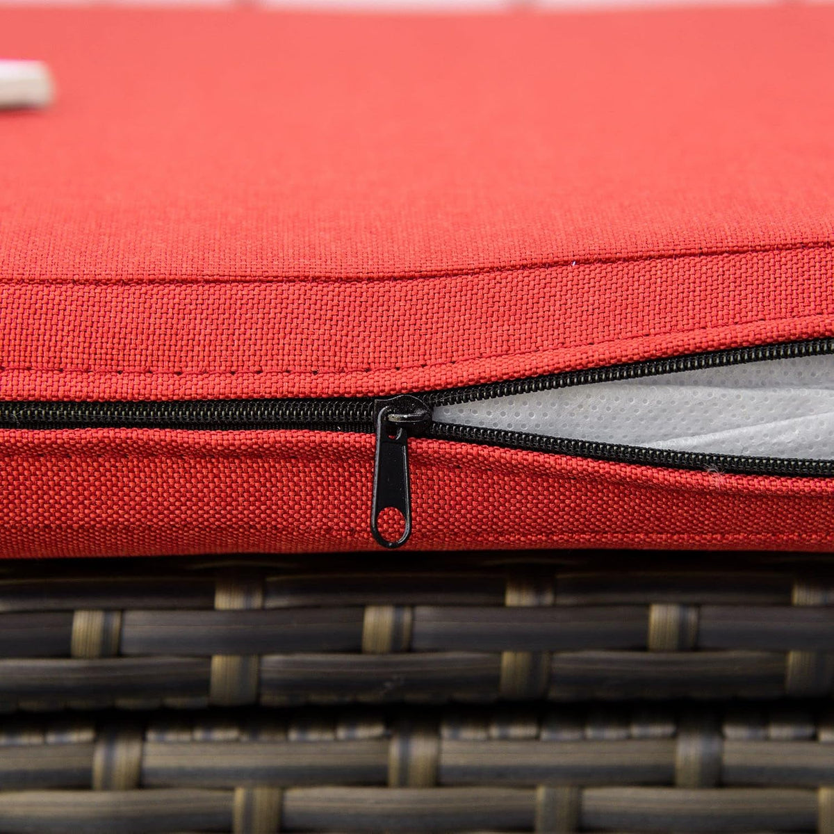 Outsunny 29 Gallon Patio Wicker Storage Bench Outdoor PE Rattan Red