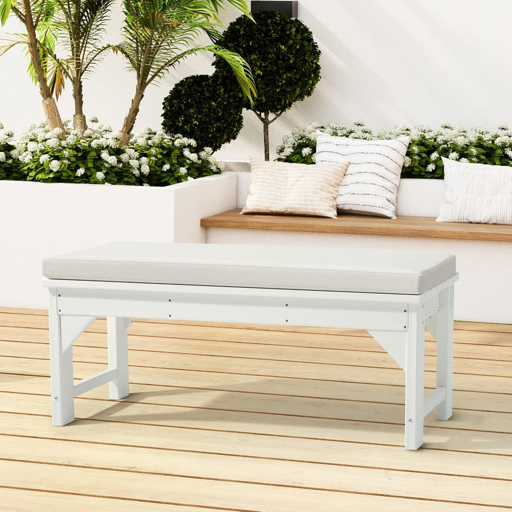 Costaelm Outdoor Bench Cushion, Waterproof and Fade Resistant Patio Seat Cushions - Non-Slip Bench Pad Cushion with Removable Cover for Garden Swing Porch Settee, 43 x 18 Inch, White