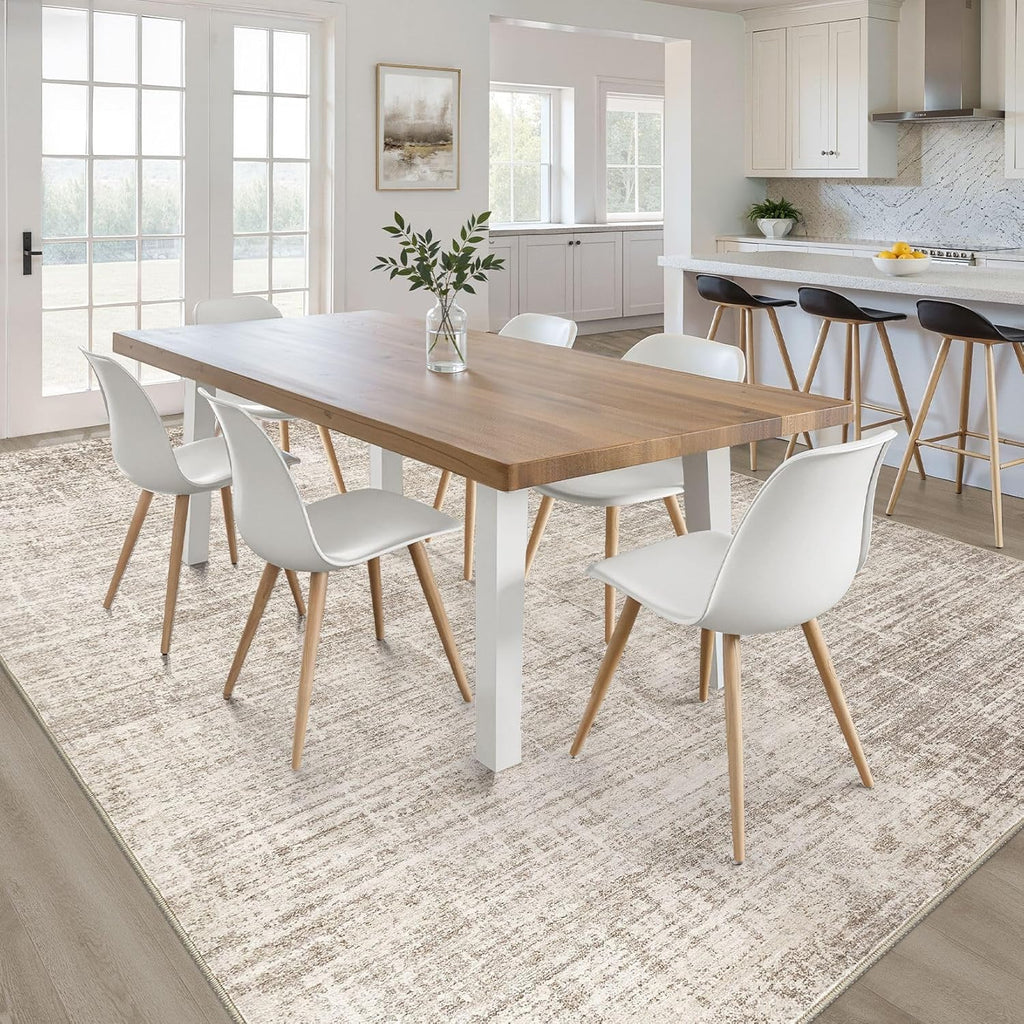 LOONGRUG 8x10 Area Rugs Washable Neutral Modern Rug for Living Room Brown