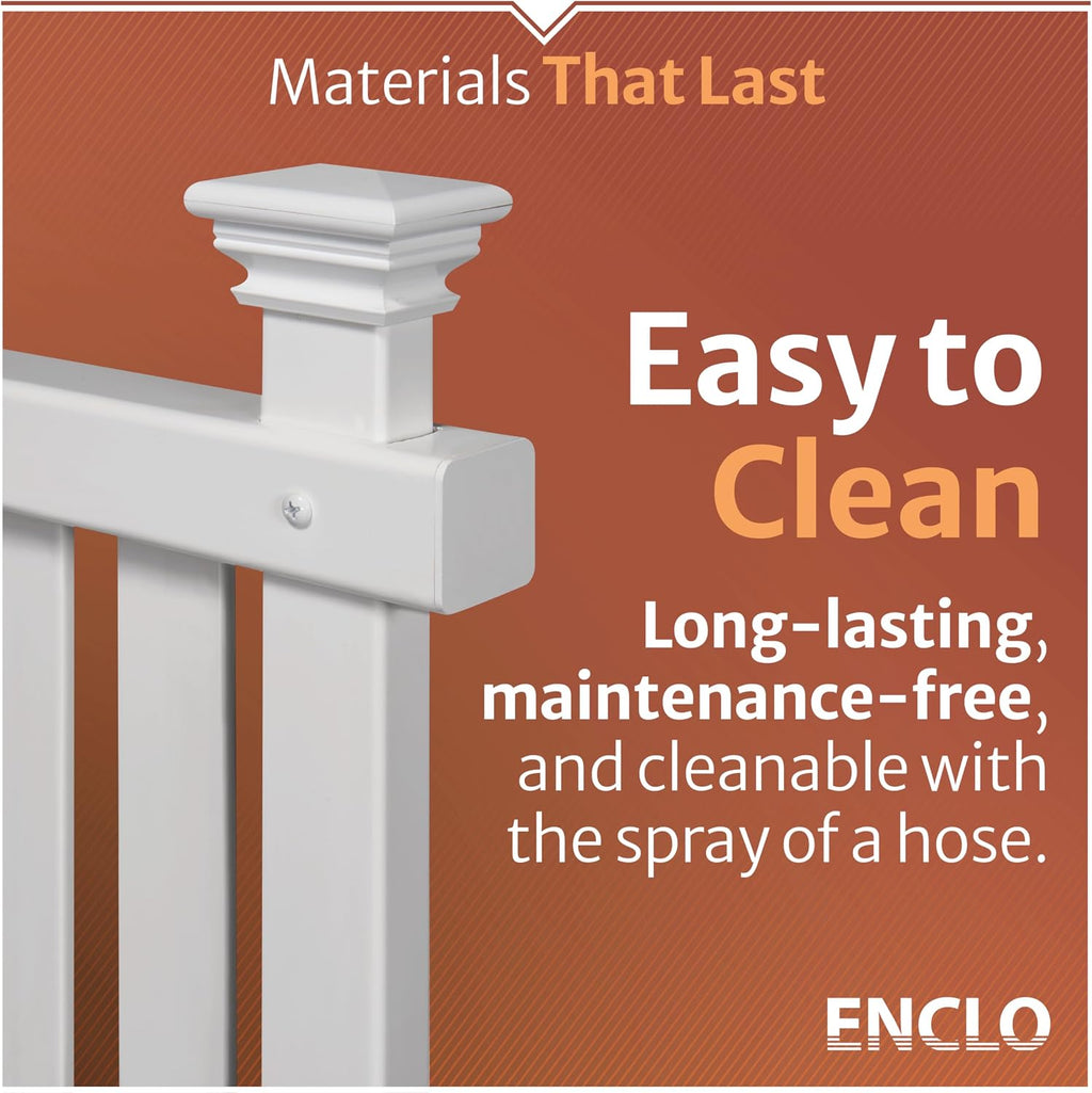 Enclo Hartford Privacy Screen, White Vinyl DIY No Dig Kit
