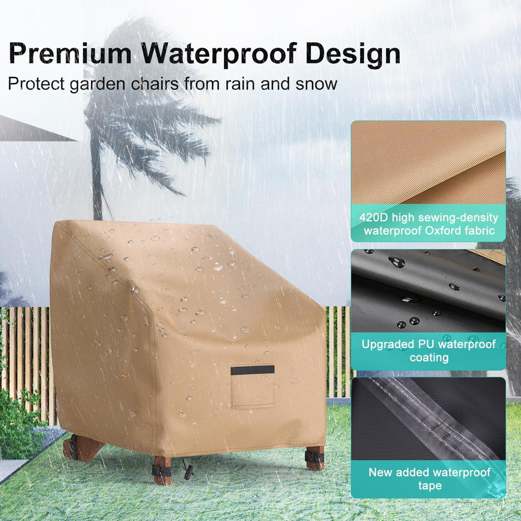adirondack outdoor chair covers waterproof 33"wx35"dx36"h, brown, side view