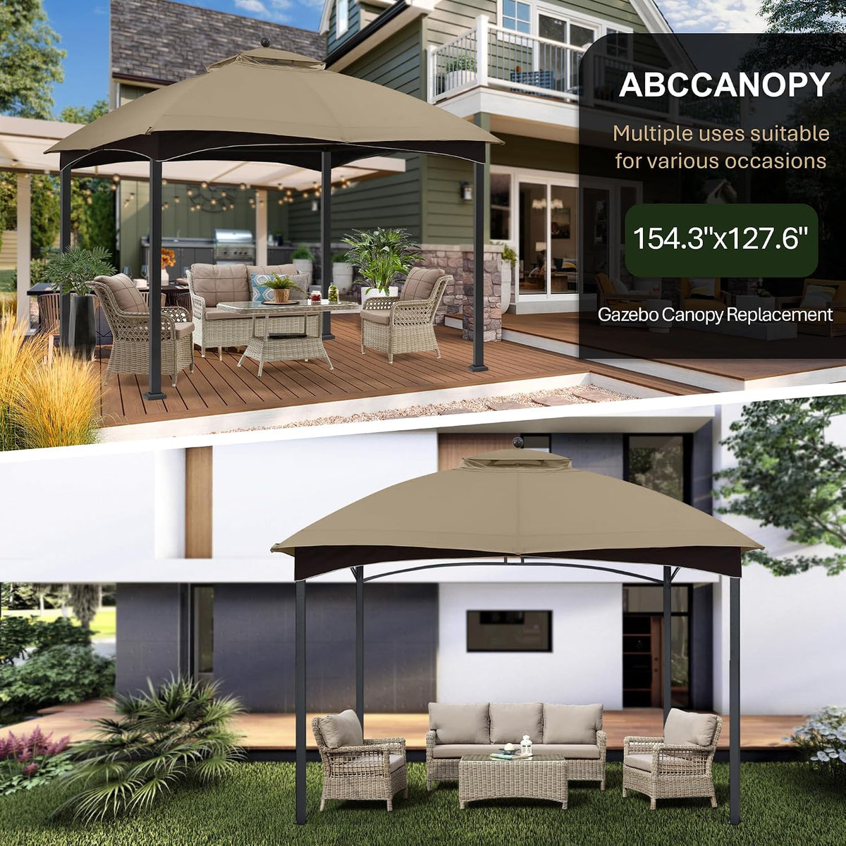 ABCCANOPY Gazebo Replacement Canopy for #GF-12S004B-1, Khaki