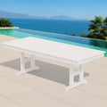 SERWALL Outdoor 84" HDPE Rectangular Dining Table for 6-8,All-Weather,White