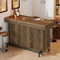 Tribesigns 57.48" Bar Table with Metal Footrest and 2-Tier Storage Shelves