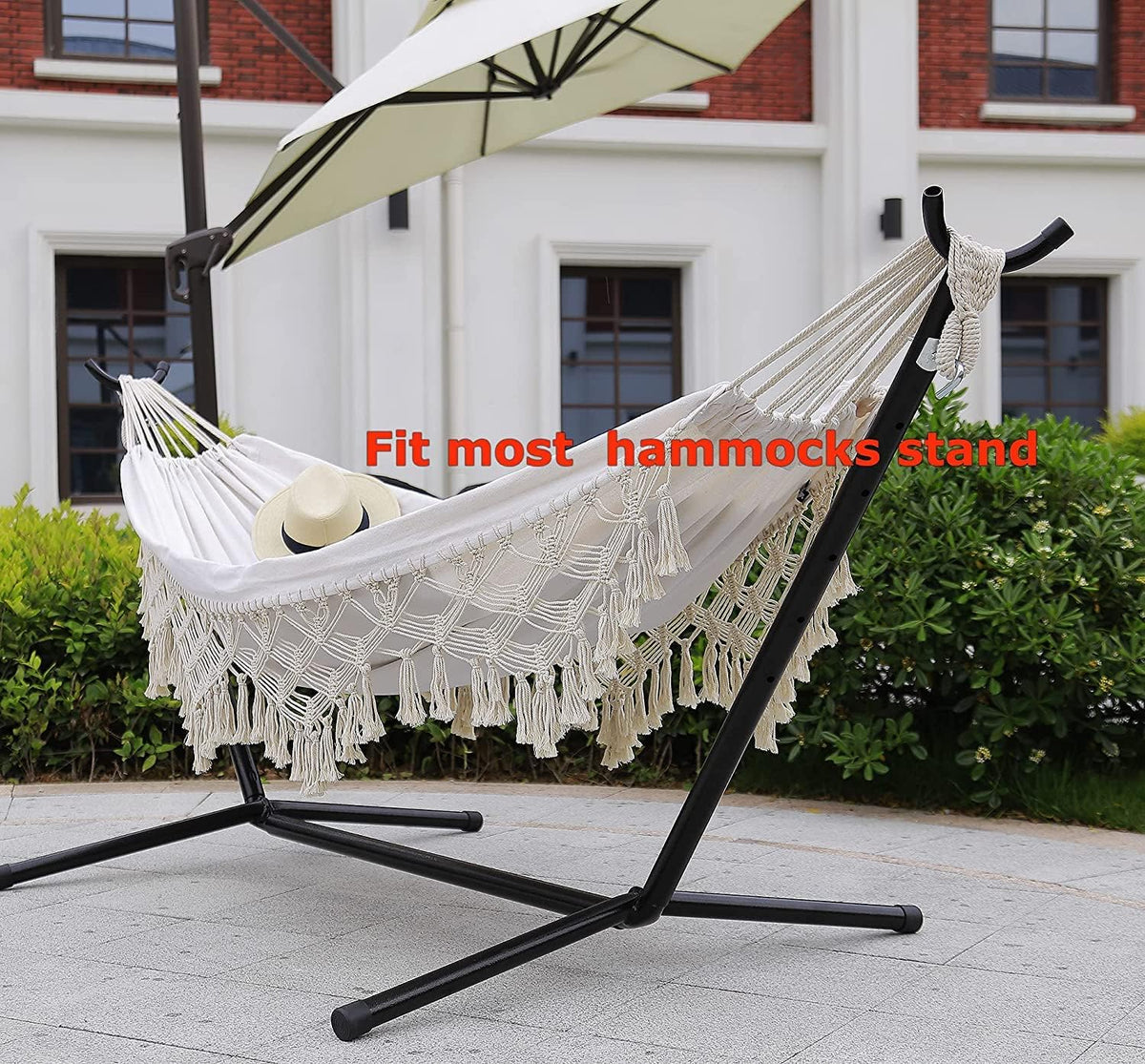 Outdoor Hammock Garden Cotton Hammock Macrame Fringe Hammocks Boho