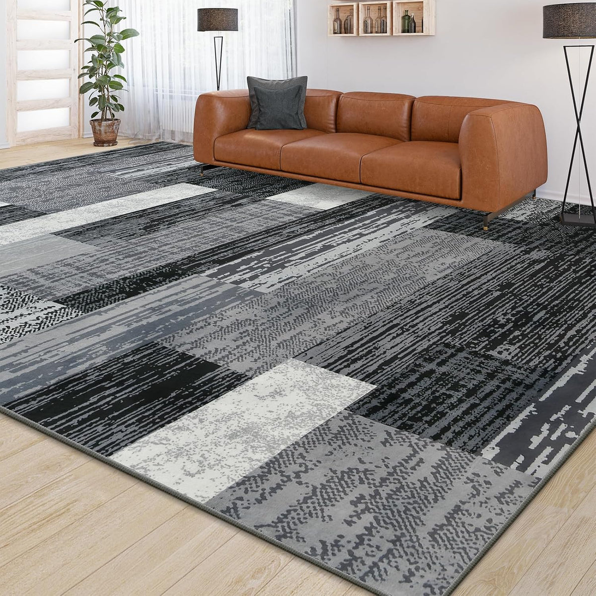 Large Area Rugs, Modern Geometric Patchwork Floor Decor Rockwood Collection