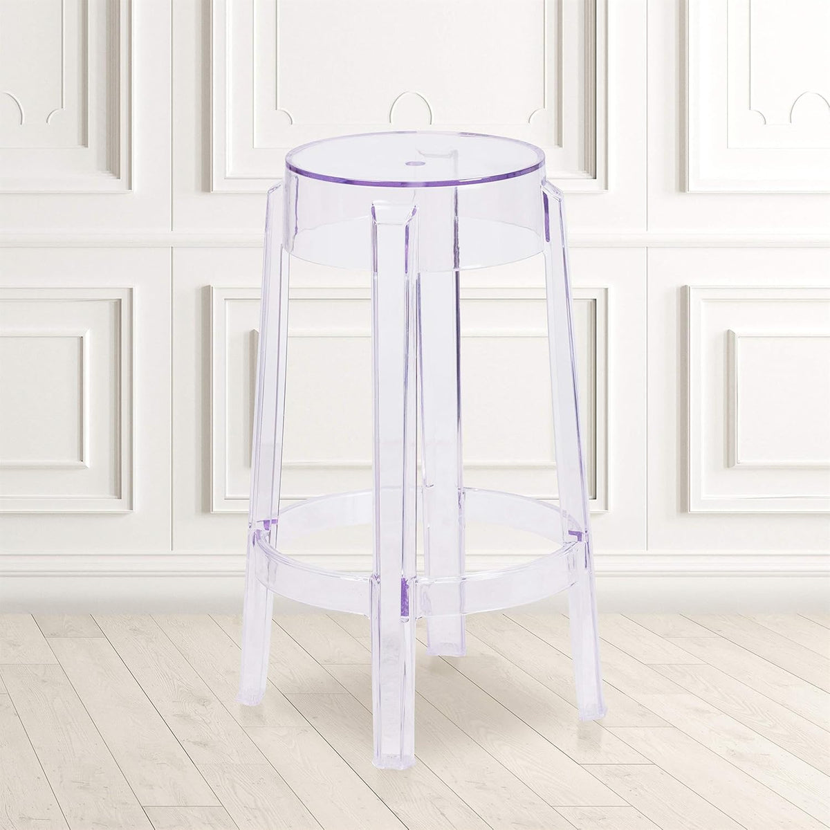 flash furniture laney 25.75" indoor/outdoor counter height transparent shown in use